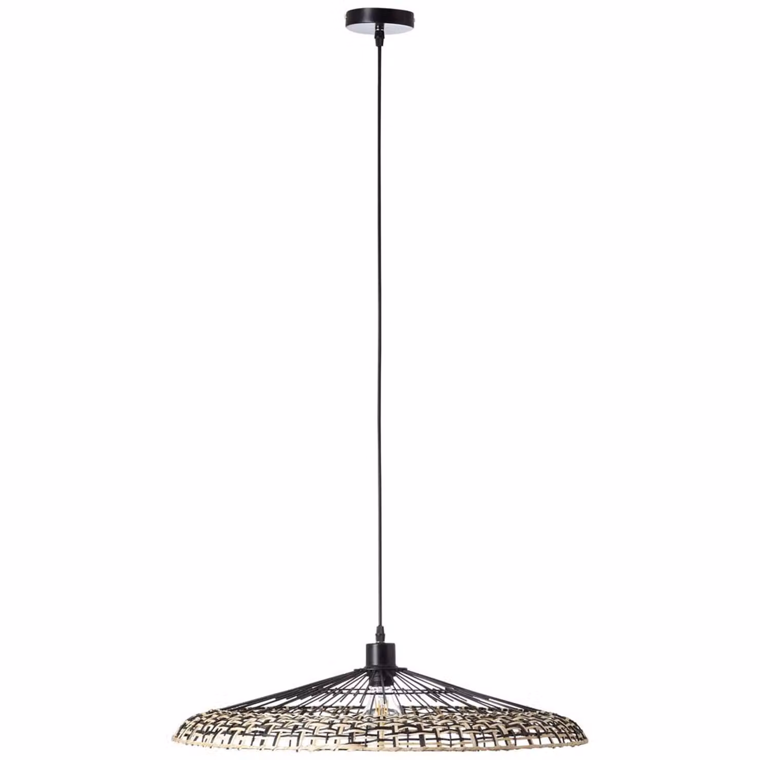 Lampada a sospensione Fixi a 1 luce, nero/naturale