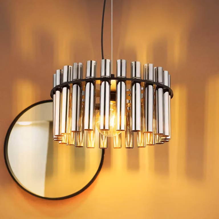 Globo Lampada a sospensione Gorley II, dimmerabile, Alluminio / Grigio / Zincato, Soggiorno / Sala da pranzo, Vetro, Lampada a sospensione