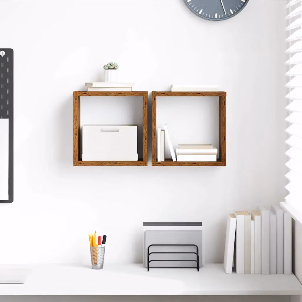 Set di 2 scaffali da parete vidaXL in legno effetto vecchio marrone stile moderno