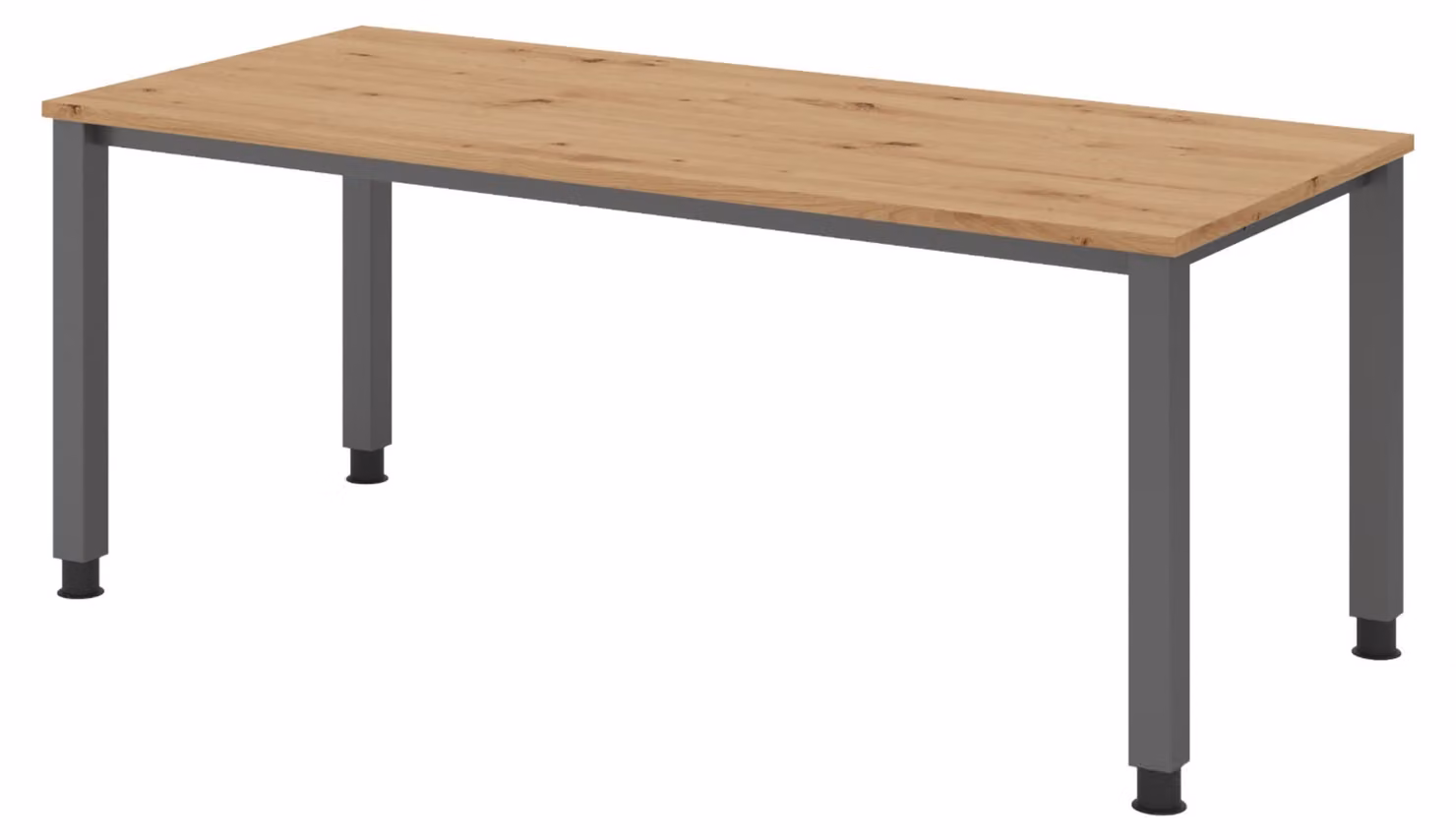 Scrivania bümö Serie Q - Finitura: rovere nodato, struttura: grafite, dimensioni: 180 x 80 cm