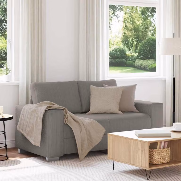 Divanetto moderno vidaXL in velluto a coste grigio L: 160 cm, P: 77 cm, H: 82 cm