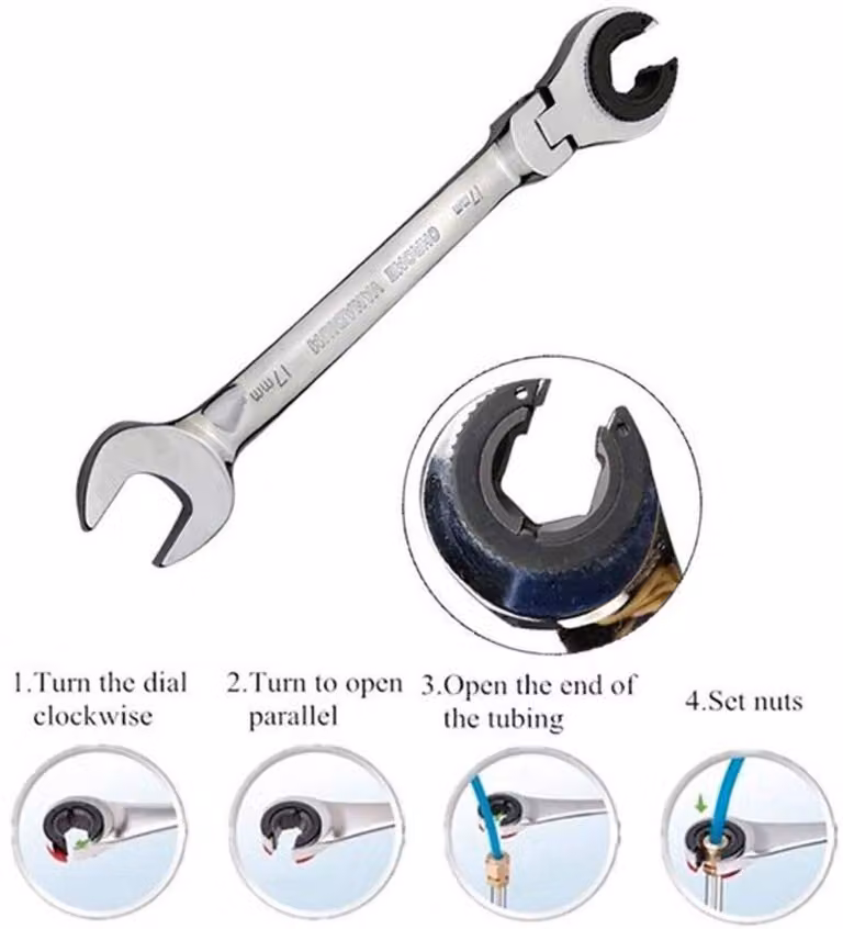 Chiave a bussola flessibile da 18 mm - Chiave inglese flessibile - Resistente e ad alta coppia - Acciaio cromo-vanadio - Utensile meccanico - Per professionisti