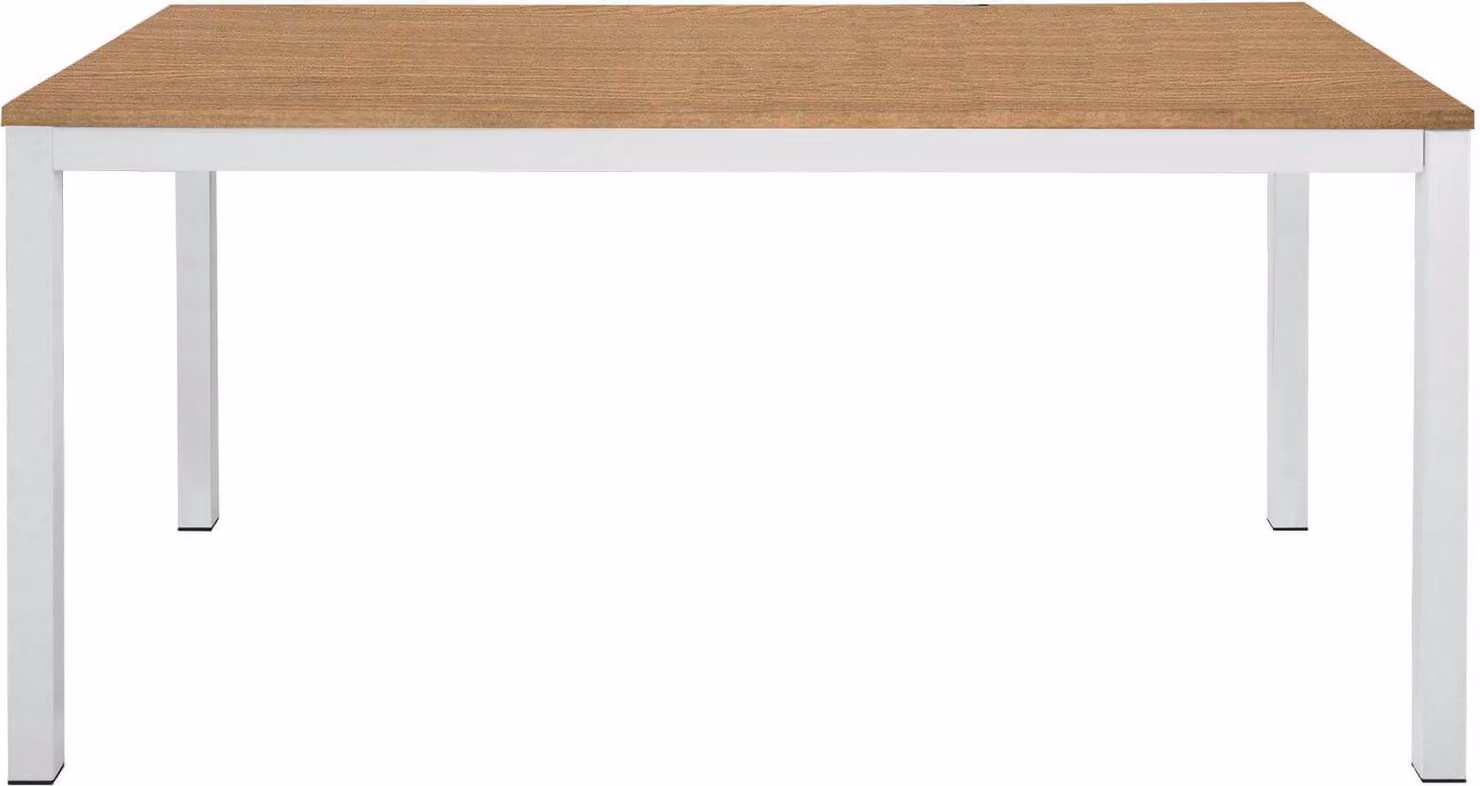 Milani Home - tavolo da pranzo allungabile 160-220 x 90 cm, rovere, struttura bianca, piano in legno