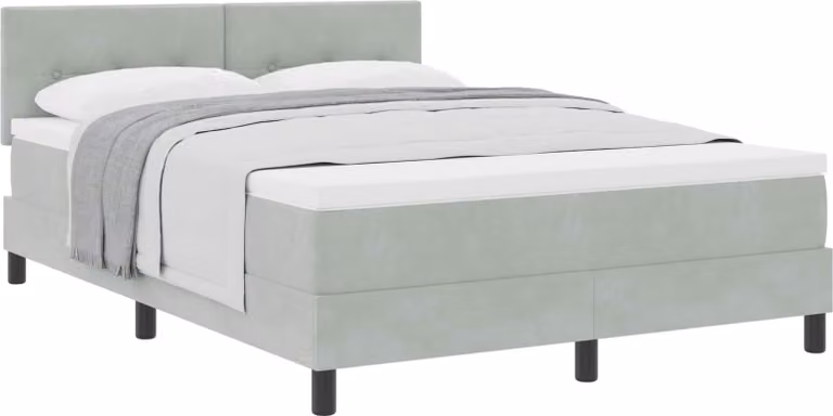 Letto a molle con materasso Grigio chiaro 160 x 200 cm Velluto