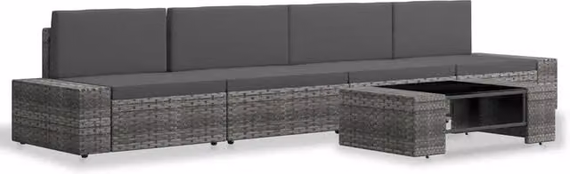 Set Divani da Giardino 5 pz in Polyrattan Grigio 3054606