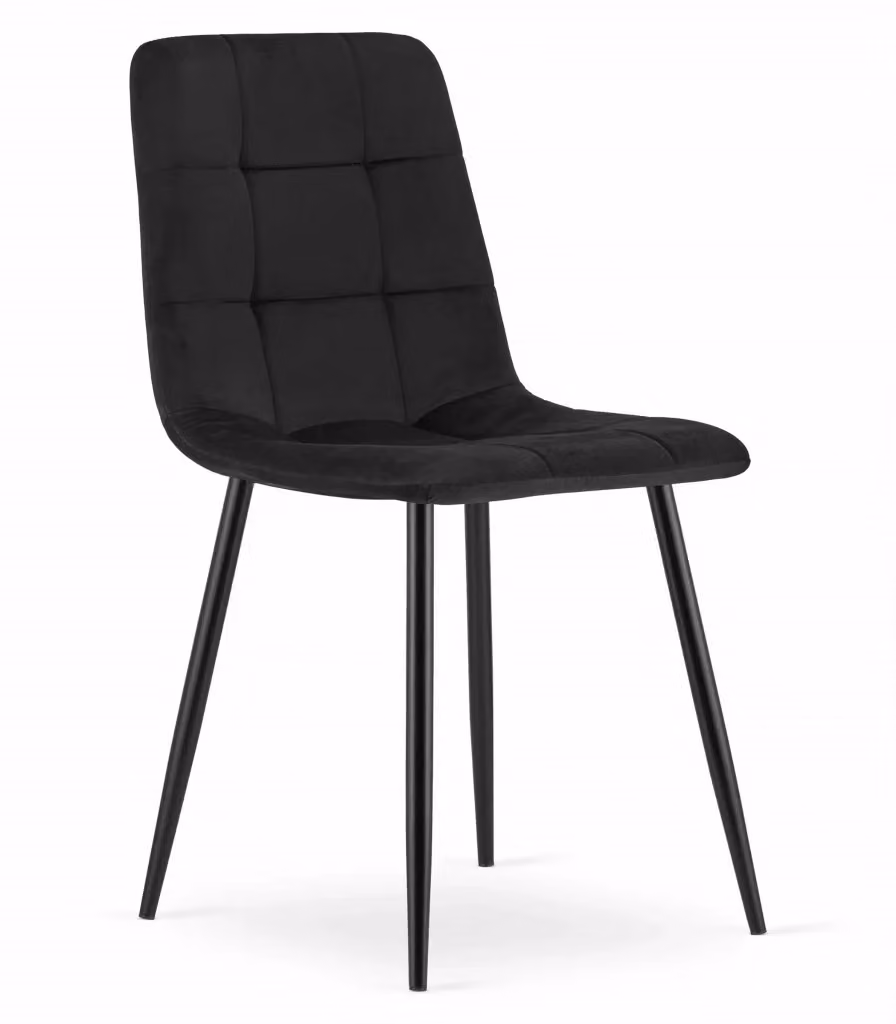 Set di 4 sedie Valora PYRA in velluto nero dal design moderno per soggiorno e cucina – 2