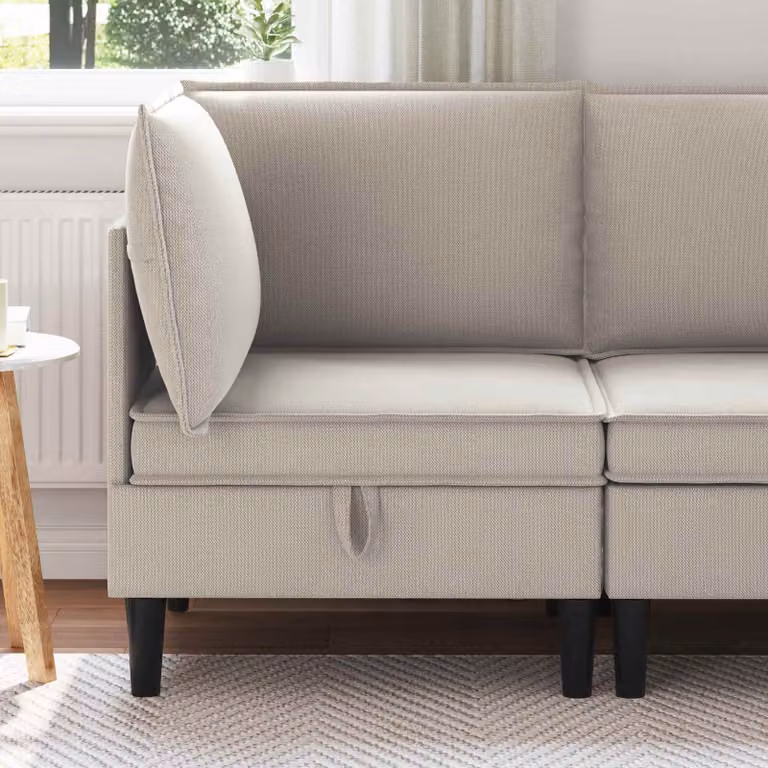 vidaXL Divano Angolare Moderno in Velluto Beige con Contenitore e Coperture Rimovibili