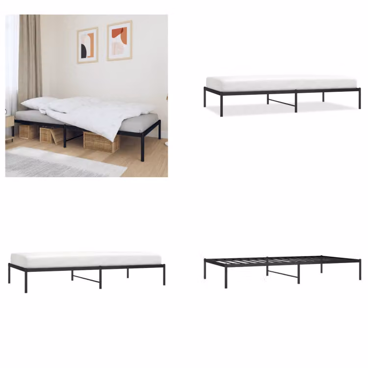 vidaXL Struttura letto in metallo nero 107x203 cm - Struttura letto - Cornici letto - Struttura letto - Letto