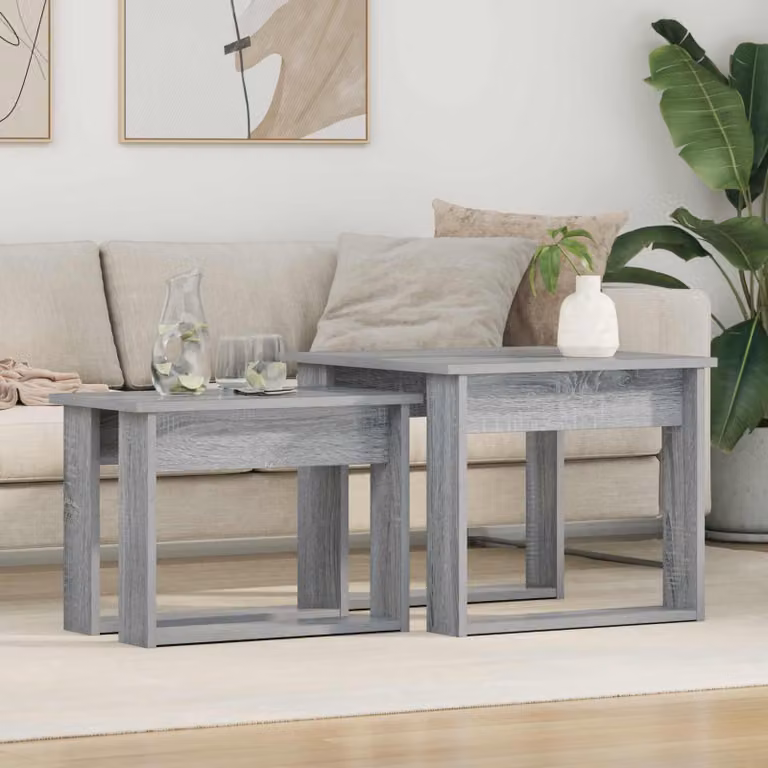Maison Exclusive - Set di due tavolini da caffè. Colore: grigio Sonoma. Dimensioni: 50 x 52 x 42 cm