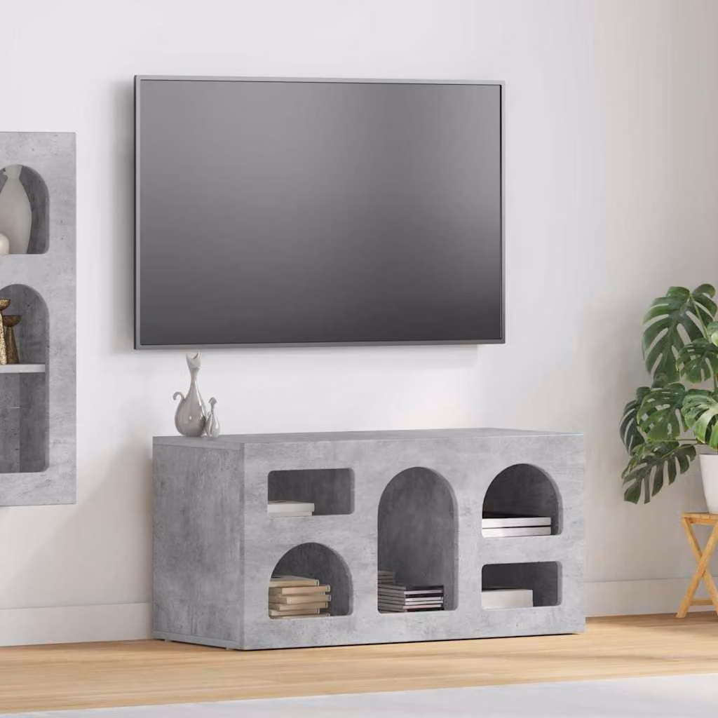 Mobile TV vidaXL moderno in grigio cemento L 80 x P 35 x H 40 cm