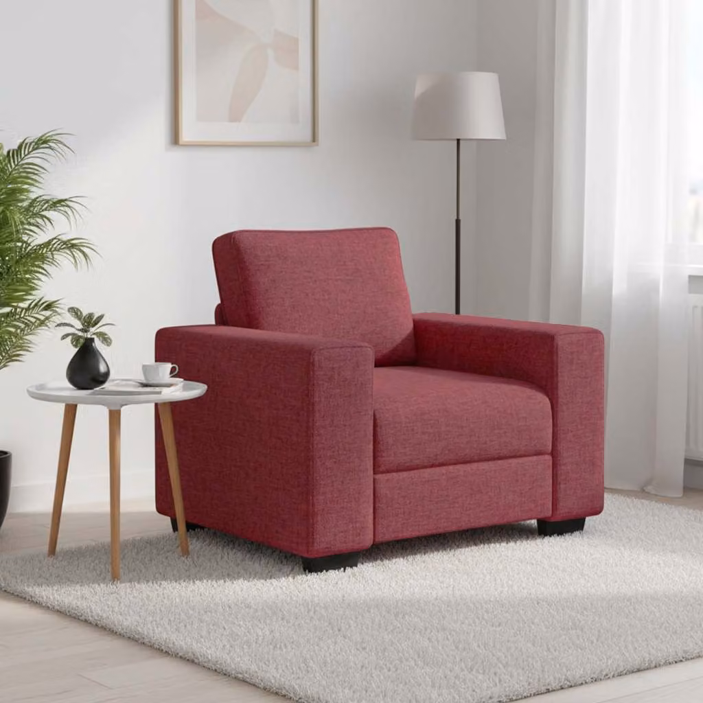 Poltrona moderna vidaXL in tessuto rosso con braccioli, L: 100 cm, P: 77 cm, H: 82 cm