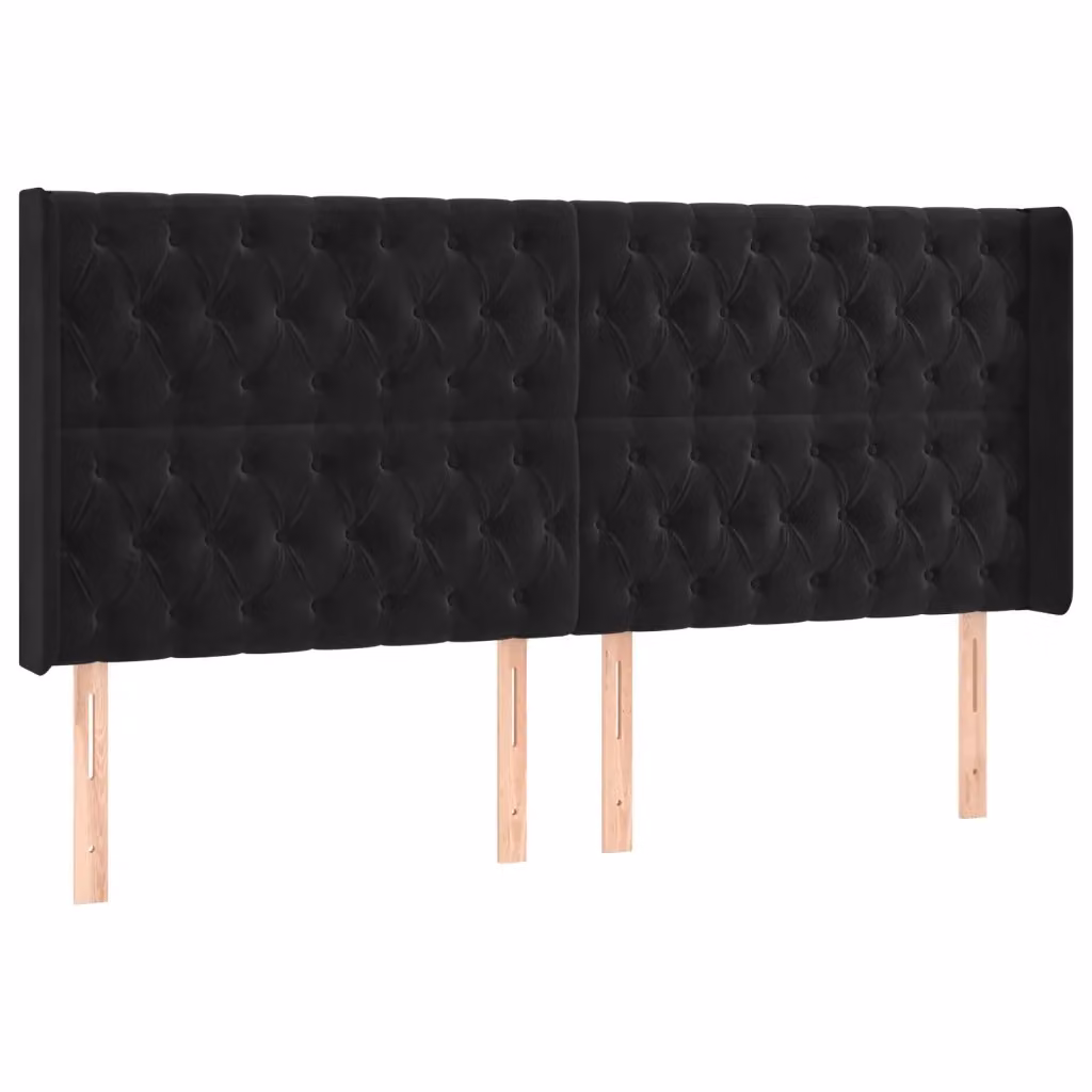 Testiera ad Orecchio vidaXL in Velluto Nero L: 203 cm, P: 16 cm, H: 118 cm – 2