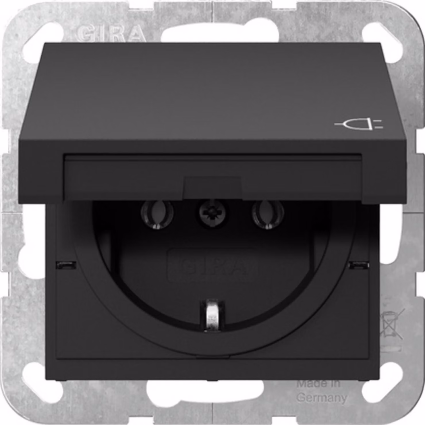 Gira 4454005 Presa di corrente con coperchio incernierato Gira E2 nero/opaco