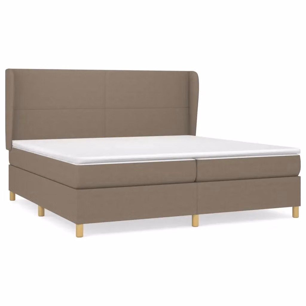 vidaXL Letto Ibrido con Giroletto a Molle e Materasso in Tessuto Beige e Bianco, L/P/H: 203 x 203 x 128 cm – 2