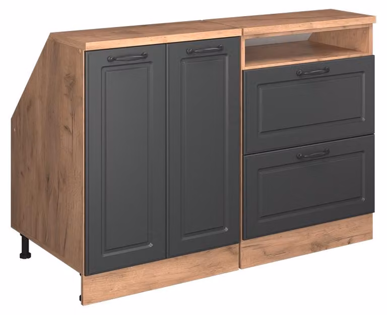 Mobile cucina sottotetto Vicco R-Line Antracite rustico 120 cm Set di 2 carcasse armadio profondità 60 cm, Model 60054
