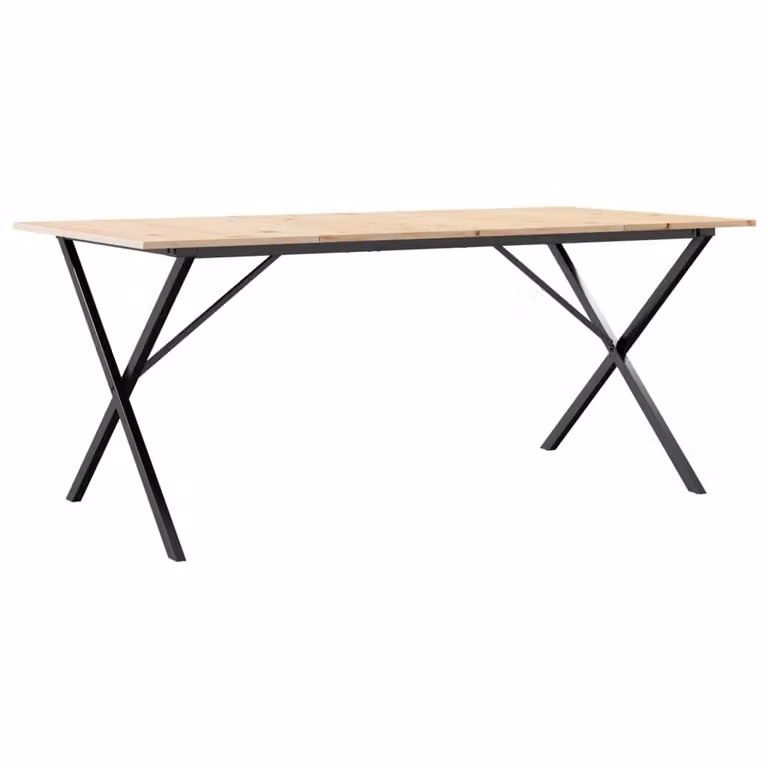 Tavolo da Pranzo Telaio a X 180x90x75 cm Legno Pino e Acciaio