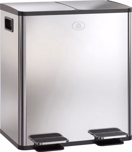 HOMCOM Bidone Immondizia a 2 Sezioni da 20L con Chiusura Silenziosa e Filtro Odori, Acciaio Inox e PP, Colore Argento, L: 45.8 cm, P: 36 cm, H: 51.6 cm