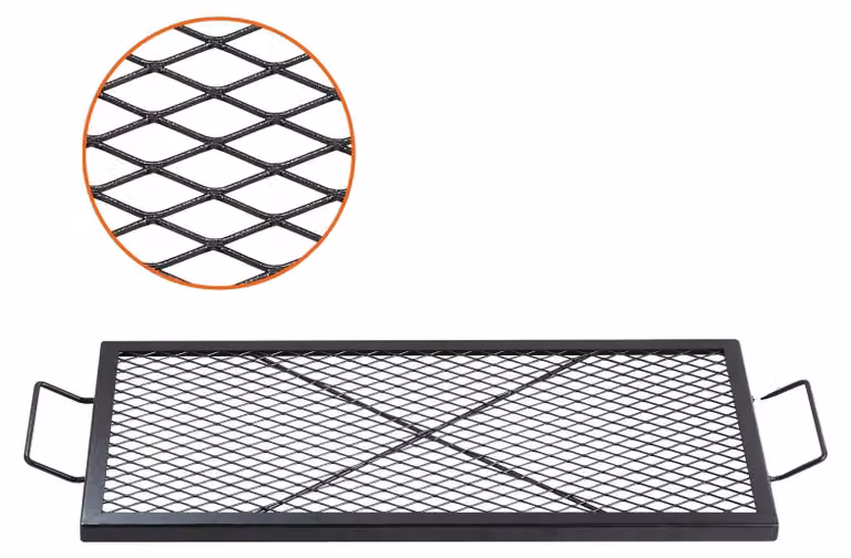 VEVOR 810 x 380 x 25 mm X-Marks griglia per fuochi d'artificio, griglia rettangolare, griglia per barbecue in acciaio con manico, pentole da campeggio portatili per feste all'aperto, nero