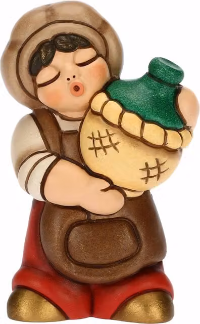 Presepe Classico Thun con Oste e Damigiana in Ceramica Rosso e Multicolore