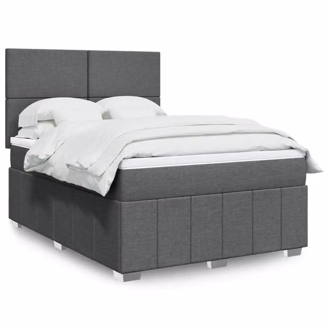 Letto Ibrido vidaXL con Materasso a Molle Insacchettate Grigio e Bianco L/P: 160 x 200 cm – 1
