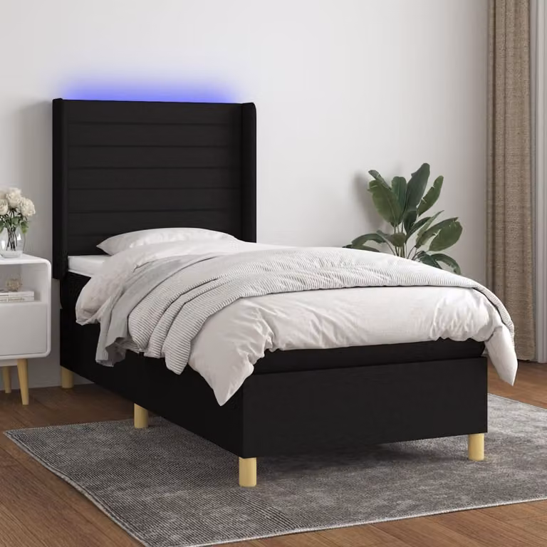 Maison Exclusive - Letto a Molle con Materasso e LED Nero 80x200 cm in Tessuto
