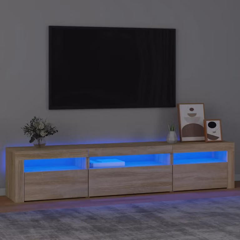 vidaXL Mobile Porta TV con Luci LED Integrate in Rovere Sonoma, L 195 cm x P 35 cm x H 40 cm
