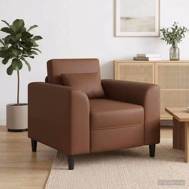 Poltrona-Divano Sedia-Poltroncina Marrone Similpelle