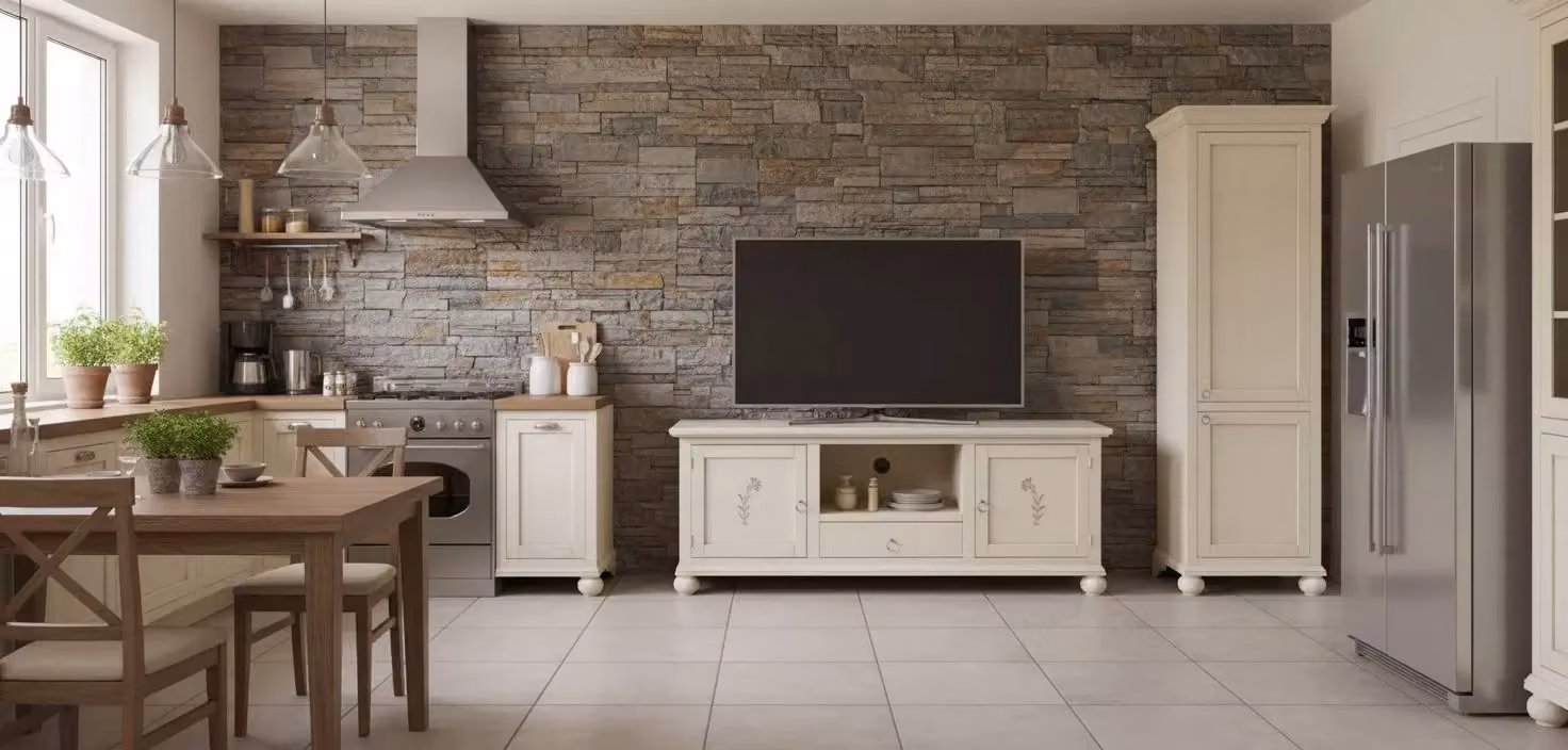 Porta TV classico Mobili 2G in legno bianco con 2 ante e 1 cassetto L: 160 cm, P: 50 cm, H: 60 cm – 2