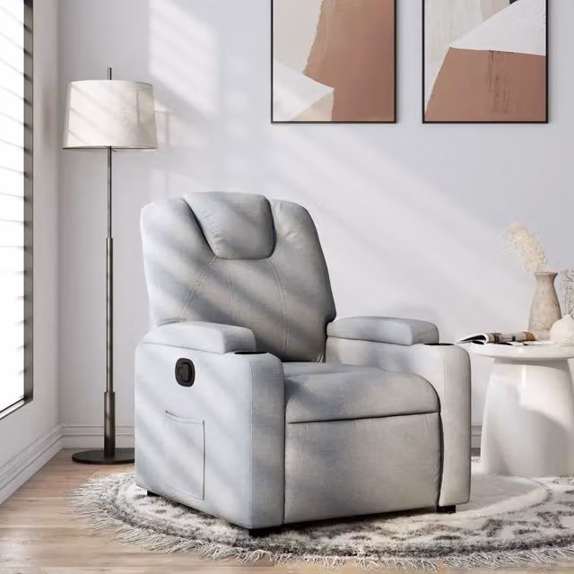 Divano Sedia-Poltrona reclinabile in tessuto grigio chiaro 867327