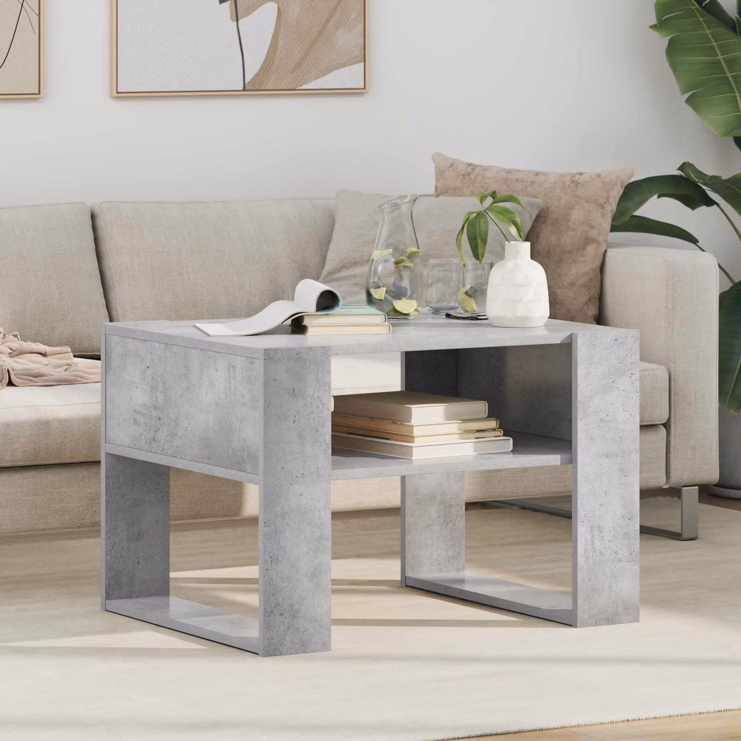 vidaXL Tavolino da salotto moderno rettangolare in MDF grigio L: 66 cm, P: 53 cm, H: 45 cm