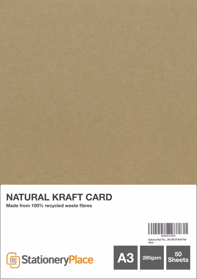 Cartoncino kraft A3, 280 g/m², marrone, riciclato, 50 fogli
