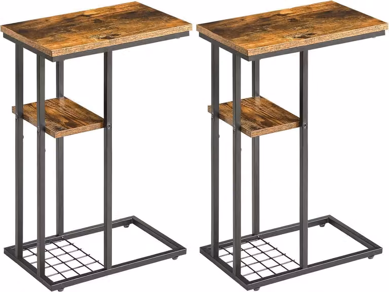 YMYNY tavolino set di 2 tavolino da caffè rete metallica scaffale di stoccaggio tavolo da divano vintage