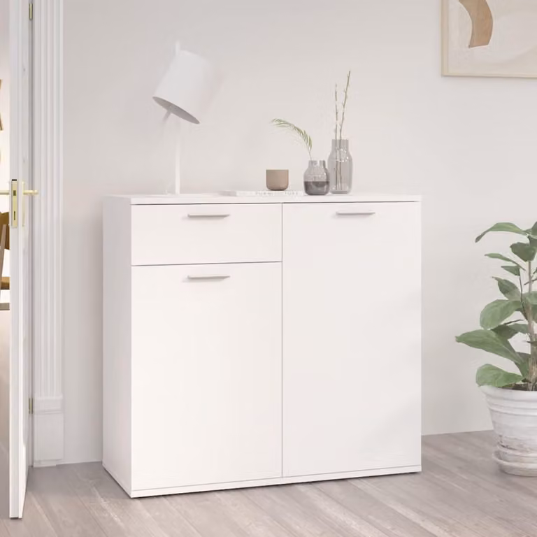 vidaXL Credenza Bianca in Legno e MDF con Design Minimalista L: 80 cm, P: 36 cm, H: 75 cm
