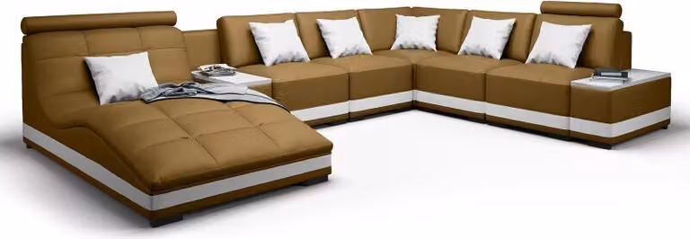 Designersofa Ecksofa Wohnlandschaft Rundsofa Ledersofa Couch Sofa U-Form NiddaA
