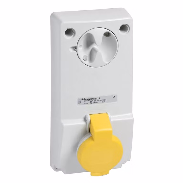 Presa da incasso Schneider Electric con blocco di sicurezza, 16 A, 2 poli + terra, 100-130 V CA, IP44 82028