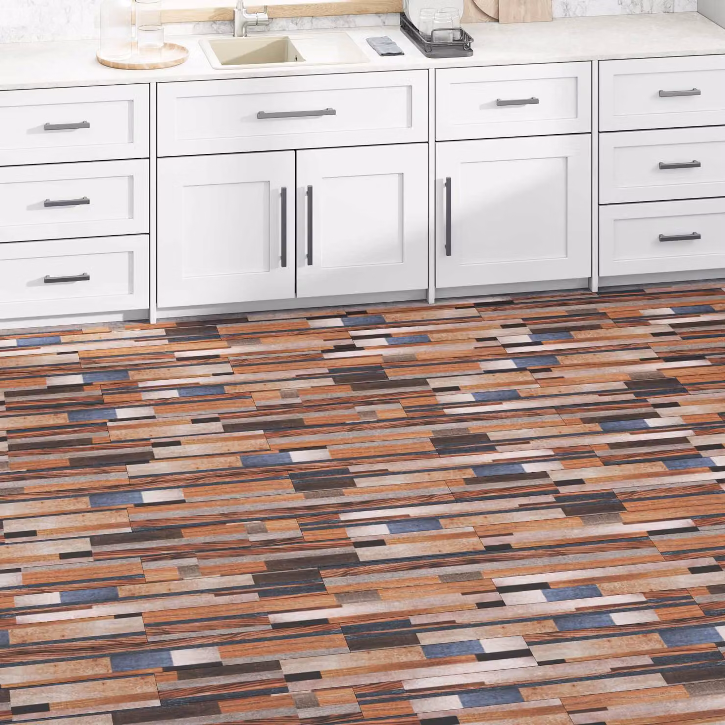 vidaXL Piastrelle per Pavimento Autoadesive in PVC Moderno Multicolore, 2,51 m²
