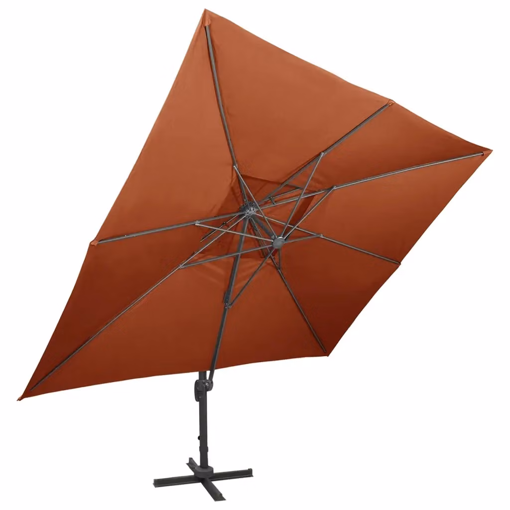 Ombrellone da giardino a braccio HELLOSHOP26 con sistema di ventilazione e struttura in alluminio, colore arancione, L: 400 cm, P: 300 cm – 2