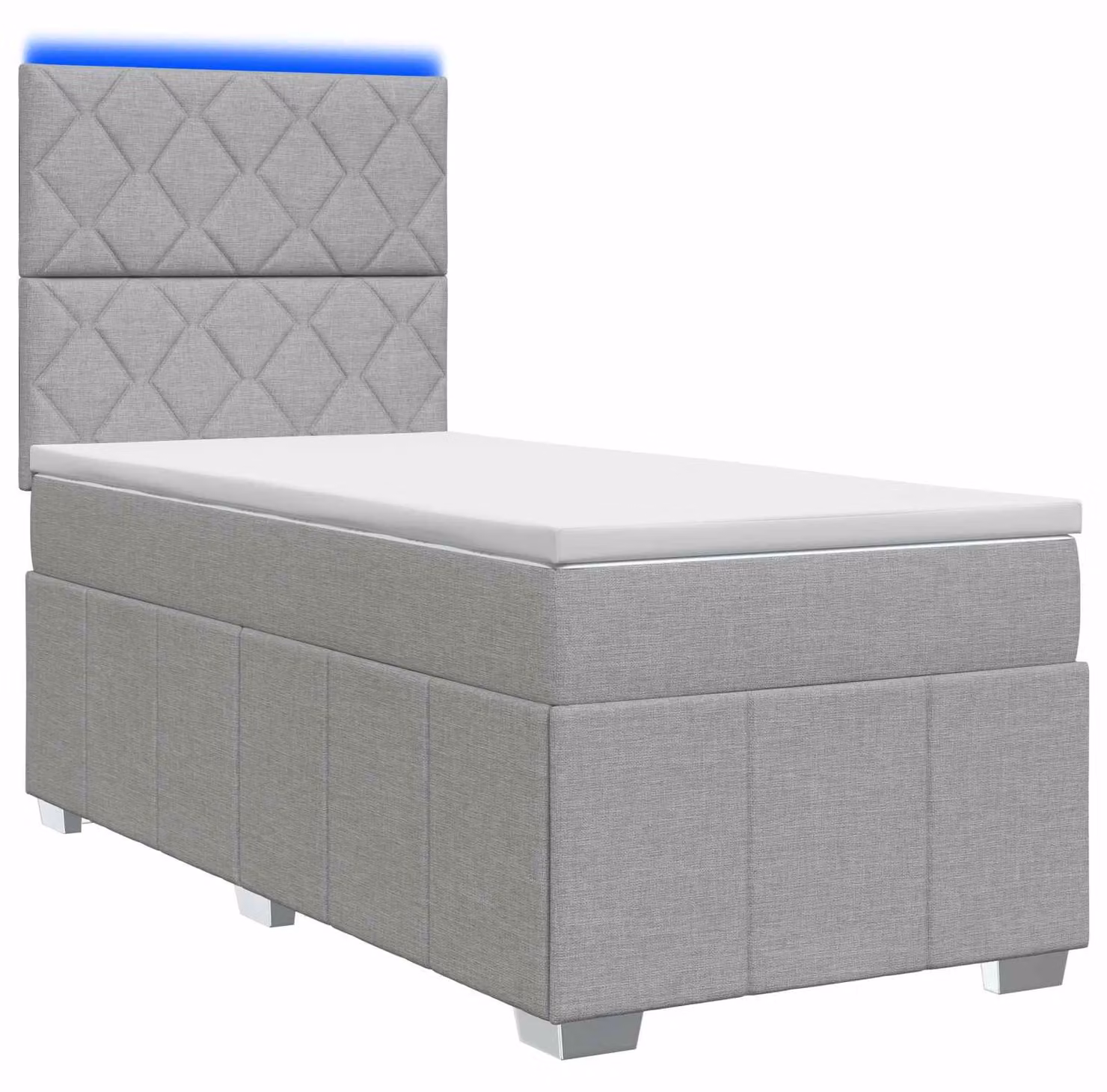 Letto boxspring LED con materasso Grigio chiaro 90 x 200 cm Tessuto