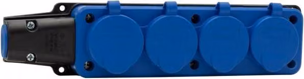 Presa in gomma, ciabatta 4x230V 16A IP54 blu