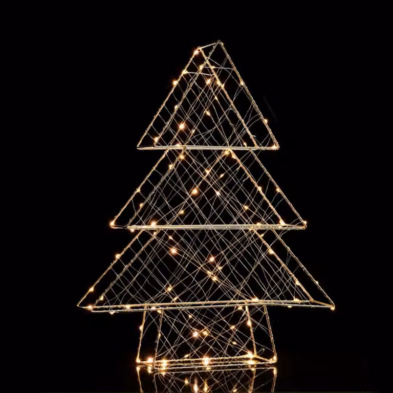 ACA Lighting Albero 3D in metallo, 100 mini LED 220-240V, bianco caldo, IP44, 47x60x11cm, cavo di alimentazione trasparente da 3m X0610014249