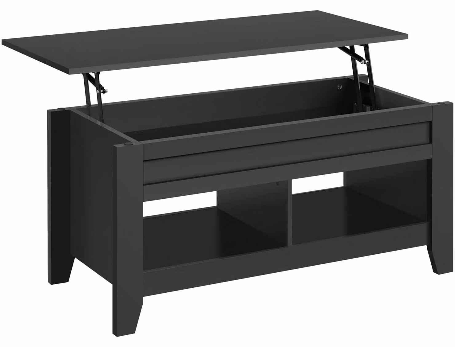 Tavolino da salotto regolabile in altezza - 49 - 62 cm - Con vano portaoggetti - Nero