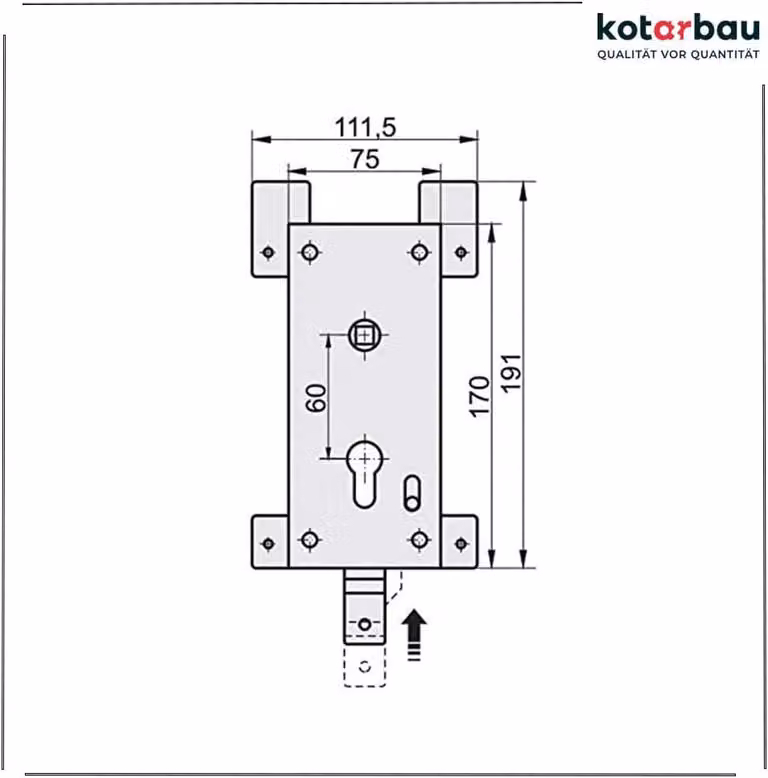 KOTARBAU® Serratura per garage Serratura per porta da garage in acciaio da 60 mm Serratura per porta da garage a cilindro per porte da garage basculanti Scrocco per porte da garage