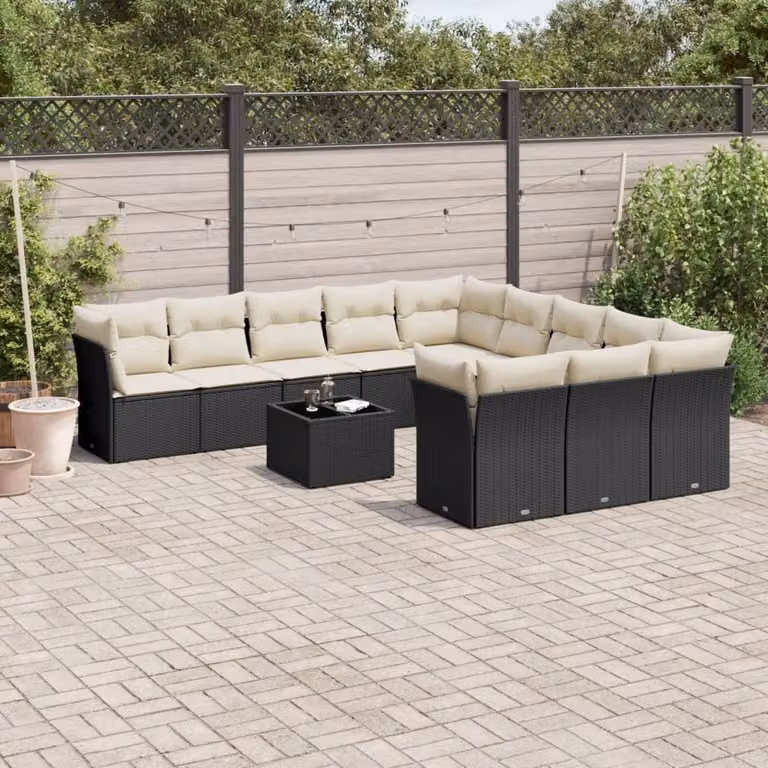 Maison Exclusive - Set Divani da Giardino 12 pz con Cuscini Nero in Polyrattan