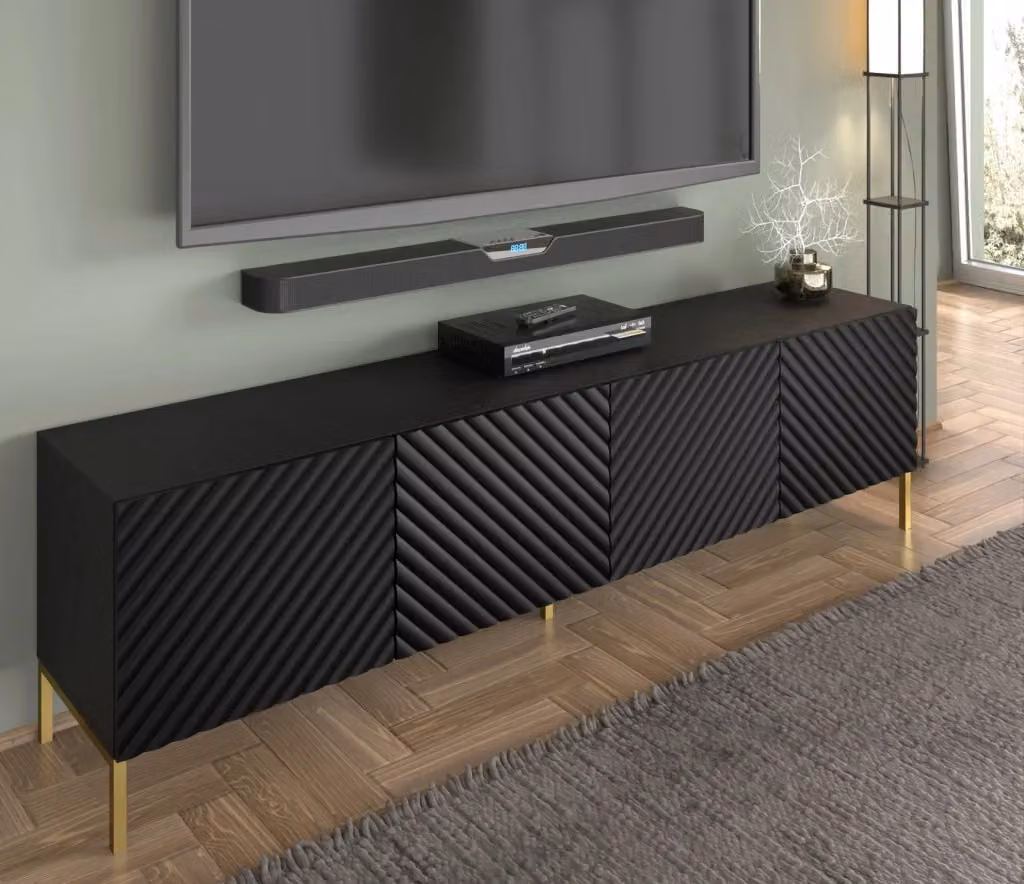 Mobile porta TV Surf 200 4D Bim Furniture Nero Opaco L: 200 cm, P: 42 cm, H: 56 cm – 2