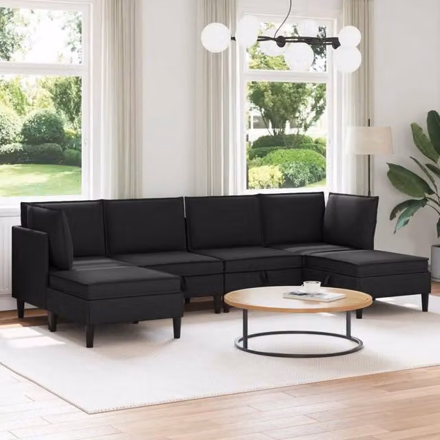 Set di mobili per il soggiorno 6 pz Nero Tessuto 3413812