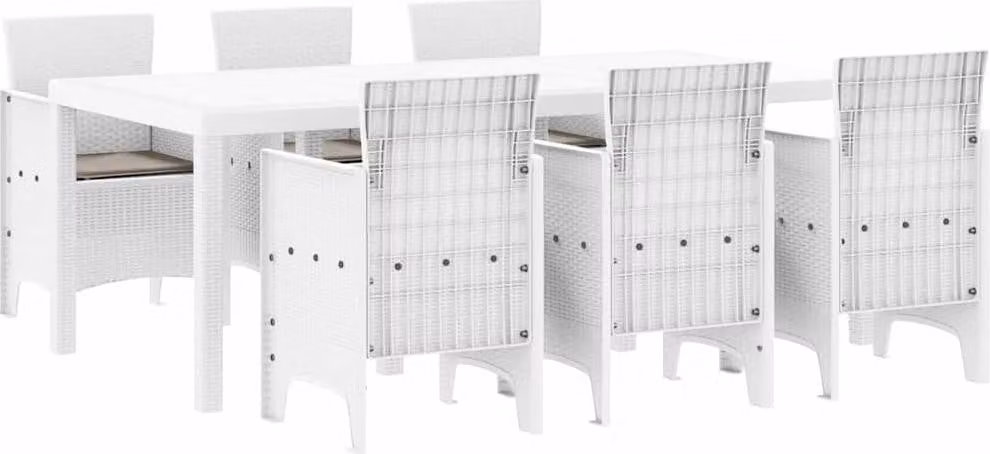 Set da Pranzo per Giardino 7 pcs Bianco Polipropilene