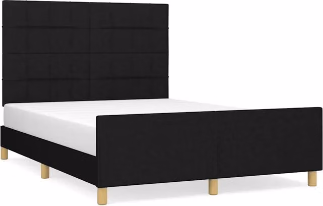 Letto matrimoniale | Letto per adulti | Giroletto senza Materasso Nero 140x190 cm in Tessuto