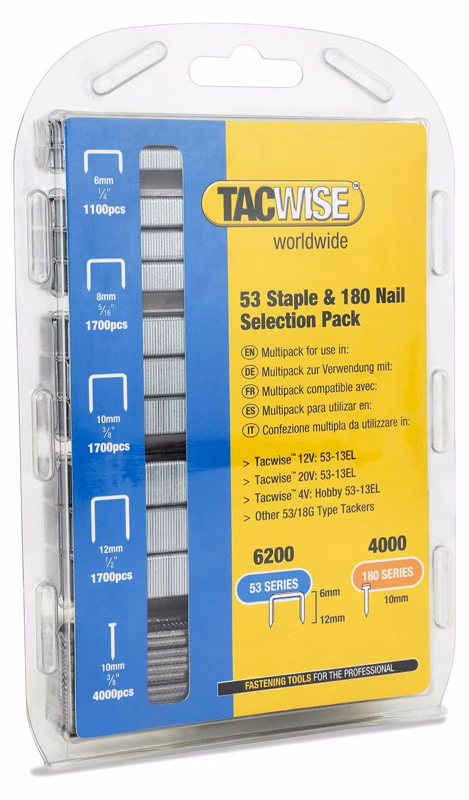 Tacwise 1628, graffette tipo 53 e chiodi tipo 180 (18G) / 10 mm