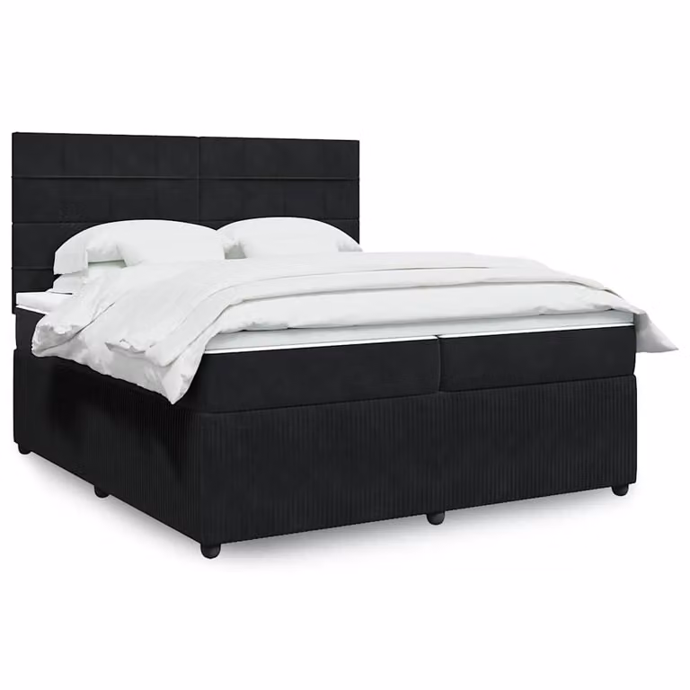 vidaXL Giroletto a Molle con Materasso in Velluto Nero 200 x 200 cm