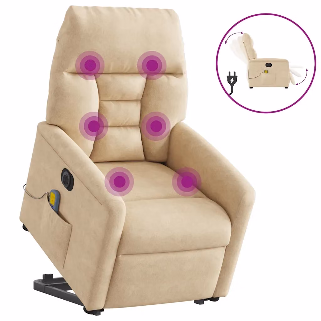 Poltrona Alzapersona Reclinabile con Assistenza Elettrica vidaXL in Microfibra Beige – 2